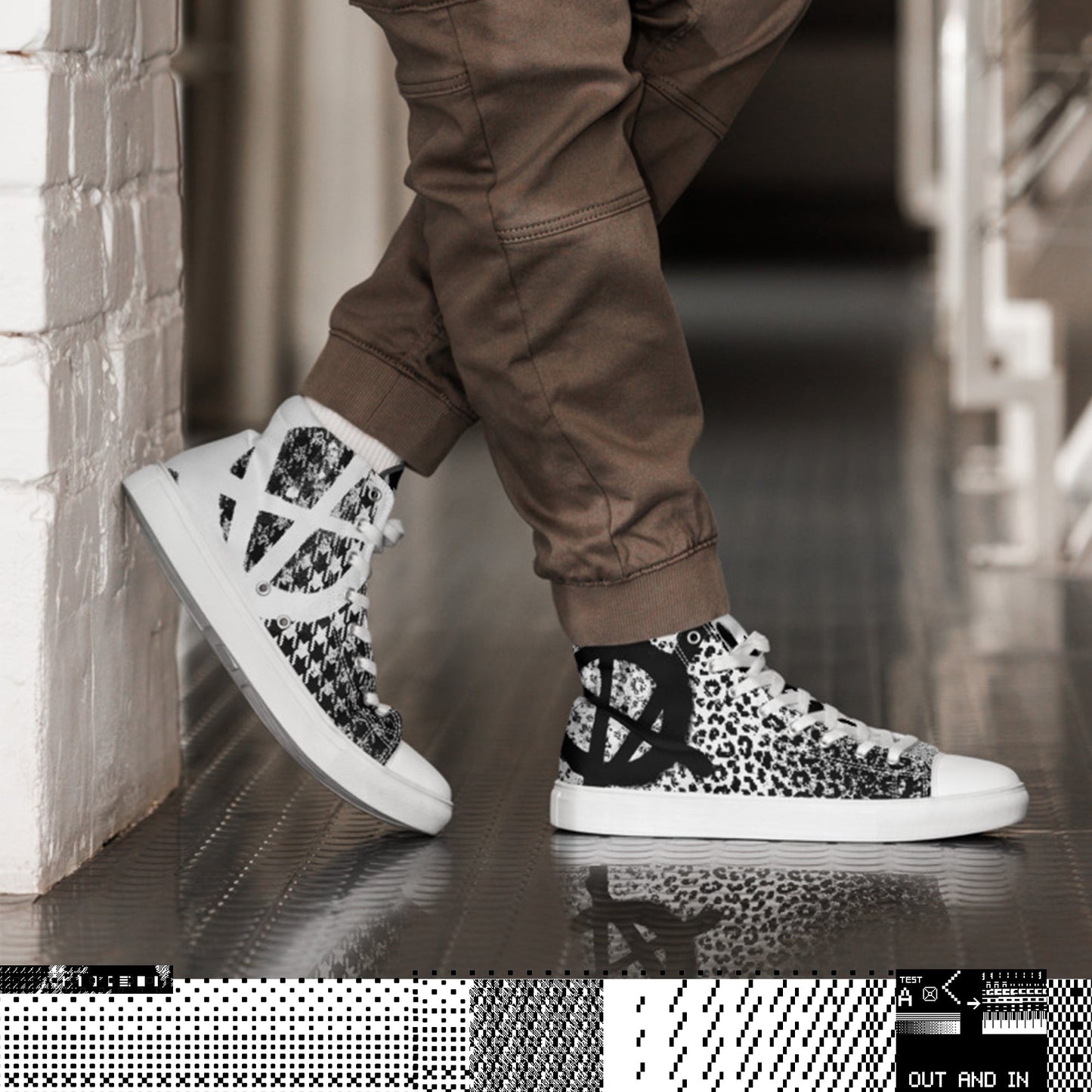 ANATYPE-DO-A-RUNNER-SHOES TWEED AND LEOPARD SKIN BLACK AND WHITE PATTERN PUNK