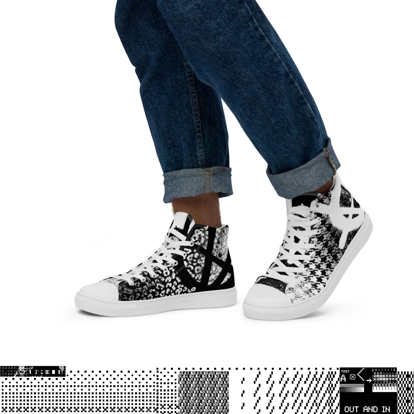 ANATYPE-DO-A-RUNNER-SHOES TWEED AND LEOPARD SKIN BLACK AND WHITE PATTERN PUNK