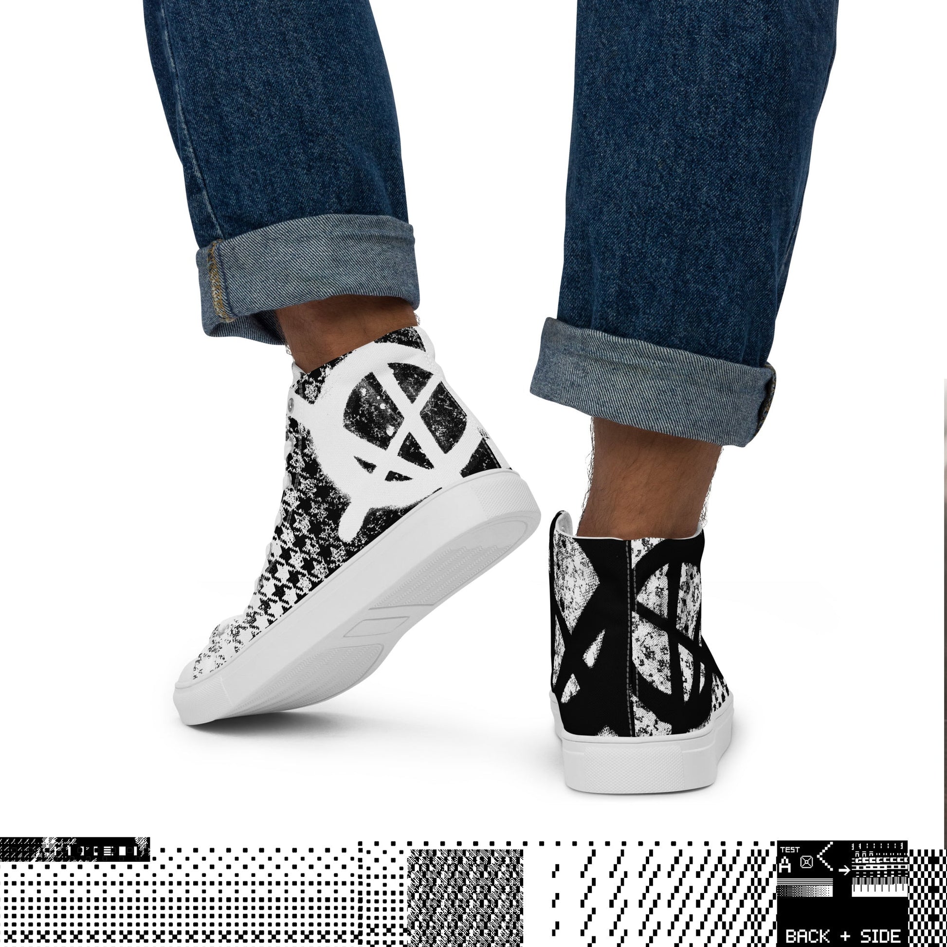 ANATYPE-DO-A-RUNNER-SHOES TWEED AND LEOPARD SKIN BLACK AND WHITE PATTERN PUNK